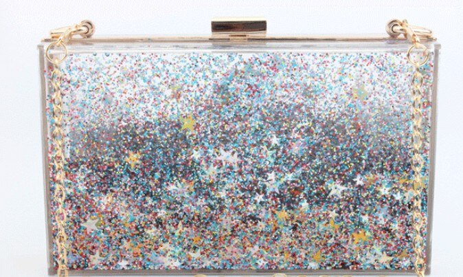 Roze Transparant Acryl Vrouwelijke Koppeling Chain 4 Kleur Clear Avondtasje Vrouwen Messenger Bag Doos Schoudertas: mutli snake chain