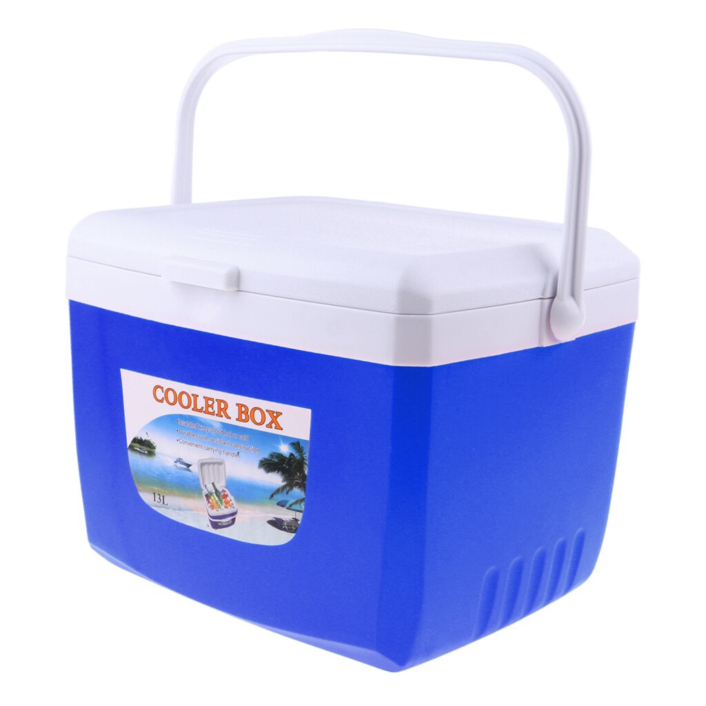 Lightweight 5/13L Drinks Food Cooler Box Ice Bucket with Handle for Camping Travel Fishing BBQ: Blue 13L