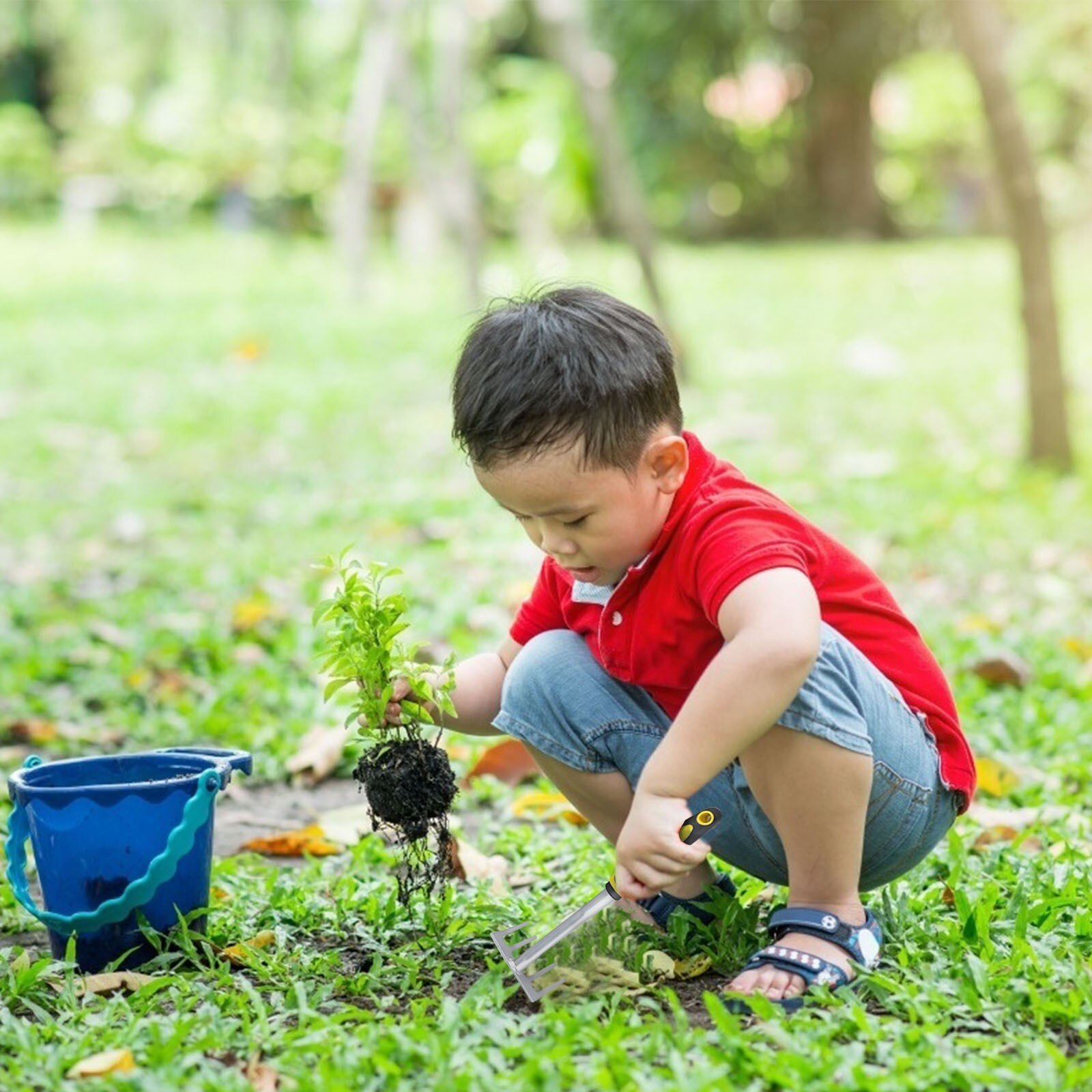 Garden Lawn Hand Tools Kit Digging Weeding Planting Spade Shovel Rake Hoe Flower Plant Fruit Vegetable Gardening Tool Set #T1P