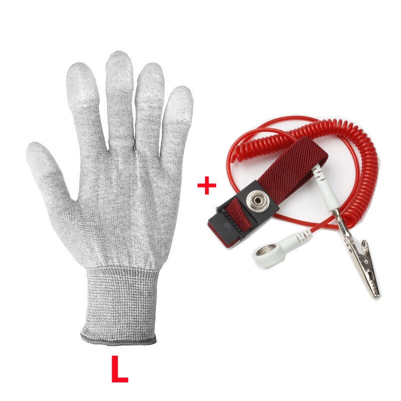 ESD Safe PU Anti Static Gloves Antistatic Non-slip Industrial Working PC Computer Gloves Physical Electrostatic Removal Human: R W B-L GLOVE