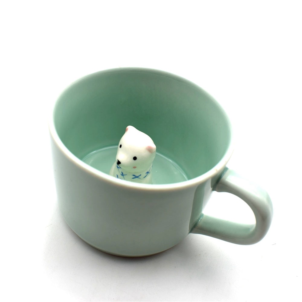 Sweettreats small ceramic milk cup with animals cute cartoon nice three-dimensional heat-resistant celadon