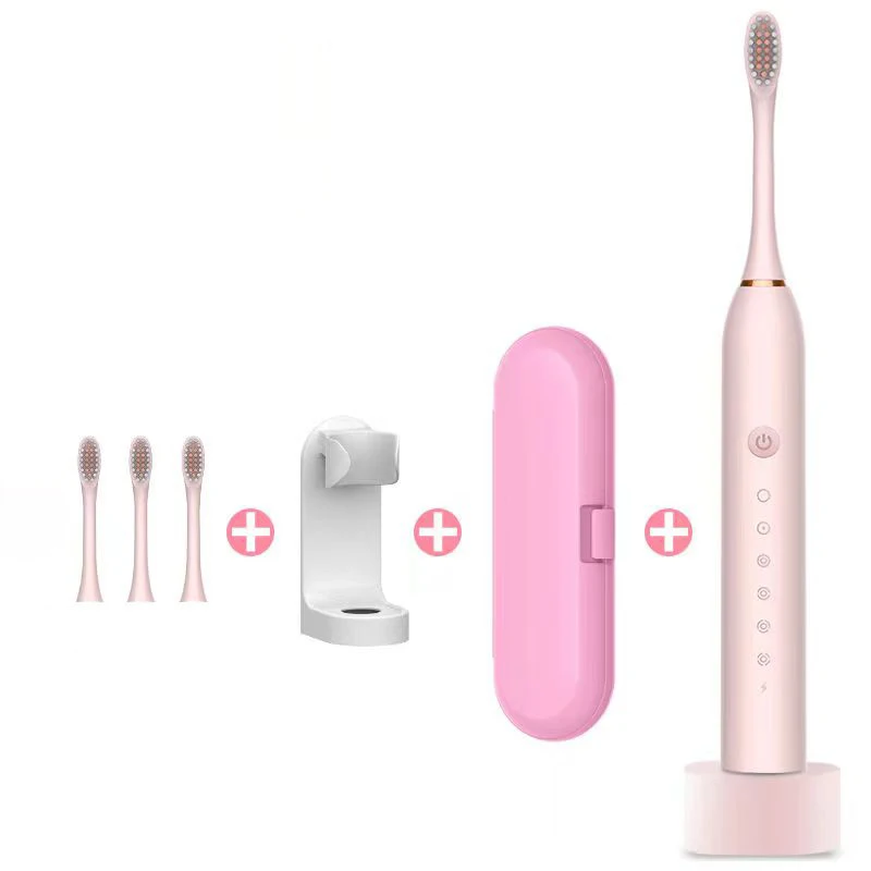 Xiaomi Mijia Electric Toothbrush Rechargeable USB 6 Mode Sonic Toothbrush IPX7 Waterproof Travel Box Holder replacement head: Orange