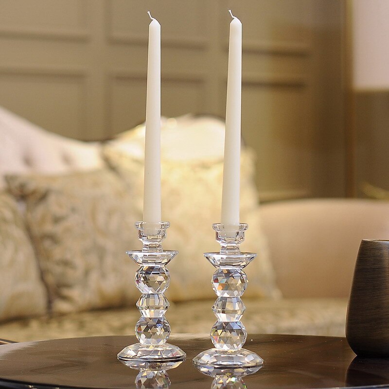 Vintage kristallen glazen kandelaar tafellamp Marie Therese stijl | Landzicht Houtsberg