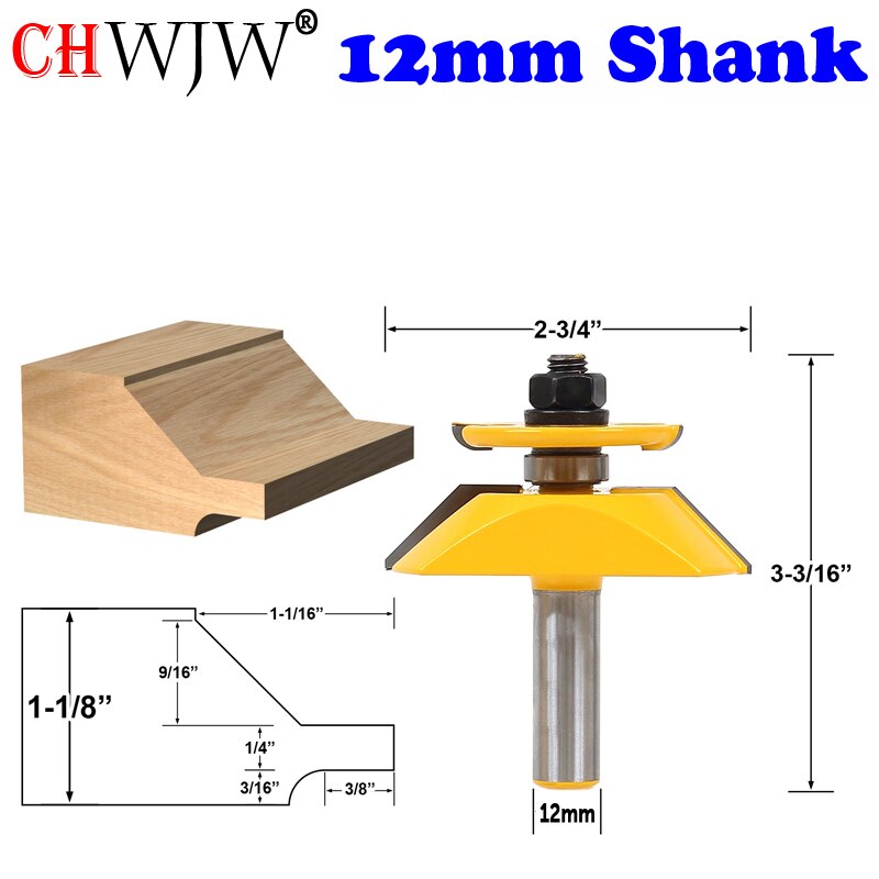 1PC 12mm Shank Raised Panel Router Bit with Backcutter Cove Raised Panel Ogee Door Ogee Raised Panel Router Bit: 31mm