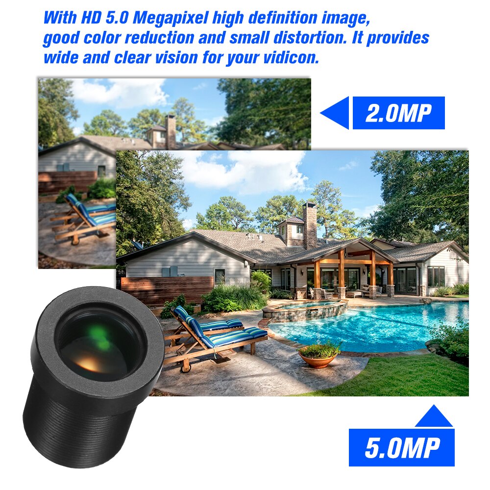 HD 5,0 megapíxeles 5MP 16mm M12 CCTV Board Lens IP Camera Lens F2.0 Iris fijo M12 * P0.5 1/2. 5 "formato de imagen 96 grados ángulo de visión