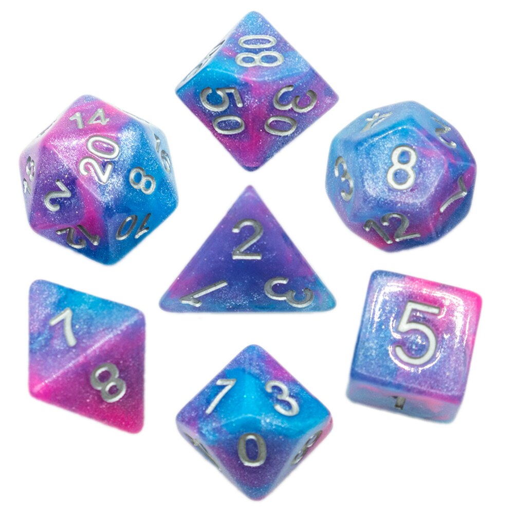 7 stk/sæt sparkle galaxy dnd terninger d&d terninger  d4 d6 d8 d10 d% d12 d20 polyedriske spil terninger sæt til bordspil mtg rpg