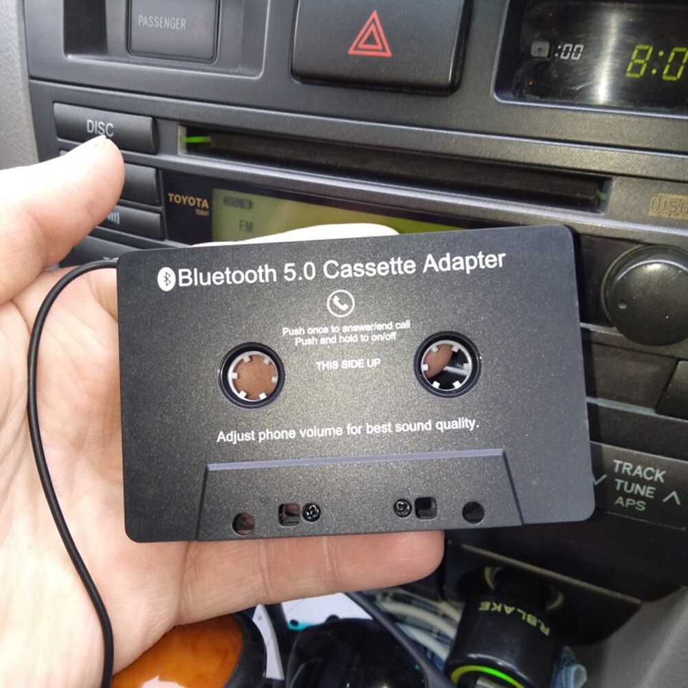 Conversor sem fio Bluetooth para fita do carro, adaptador de áudio estéreo HiFi com microfone, AAC, MP3, SBC, 3.5mm AUX, Bluetooth 5.0