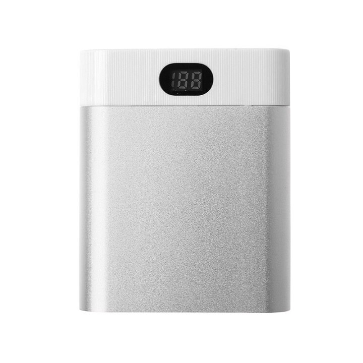 2 usb-portar 4x 18650 bärbar batterihållare för gör-det-själv lcd-display powerbank-väska  x6ha: Silver-