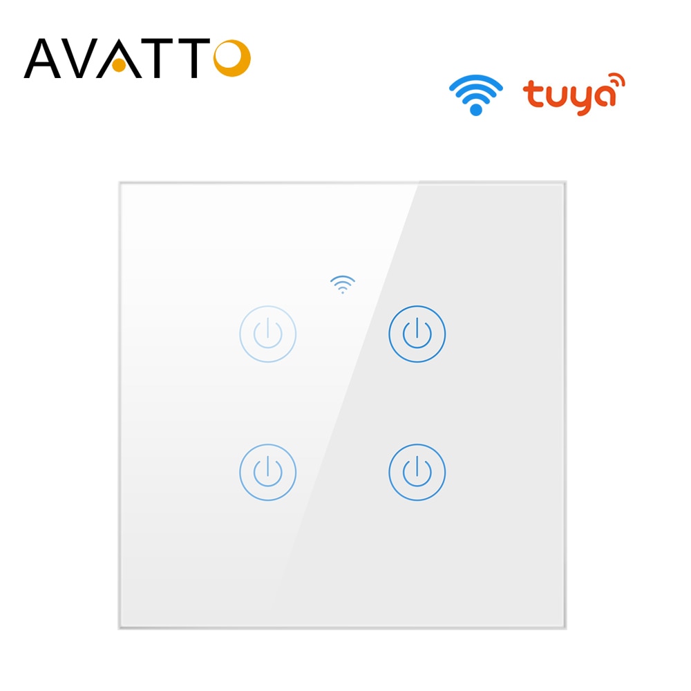 Avatto Tuya Wifi Smart Home Switch Werkt Met Geen Neutrale Draad, 1/2/3/4 Gang Eu Smart Light Switch Werkt Met Alexa, Google Thuis