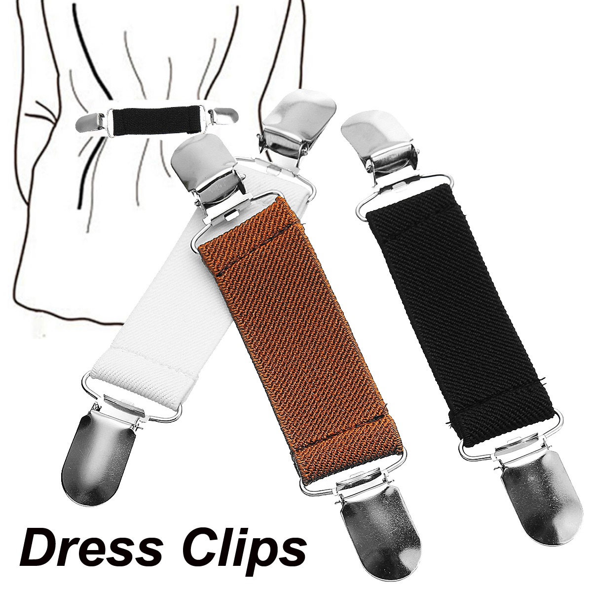 3 stk sølvmetal kjole bukser klip beklædningsgenstand linning extender tøj tilbehør multifunktion til fast lagen sofa