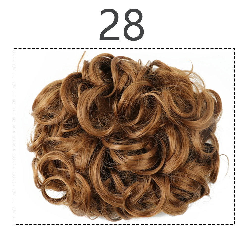 Moño de pelo sintético para mujer, moño rizado marrón Rubio, moño desordenado, peine, Clip en extensión de cabello, Updos, postizos