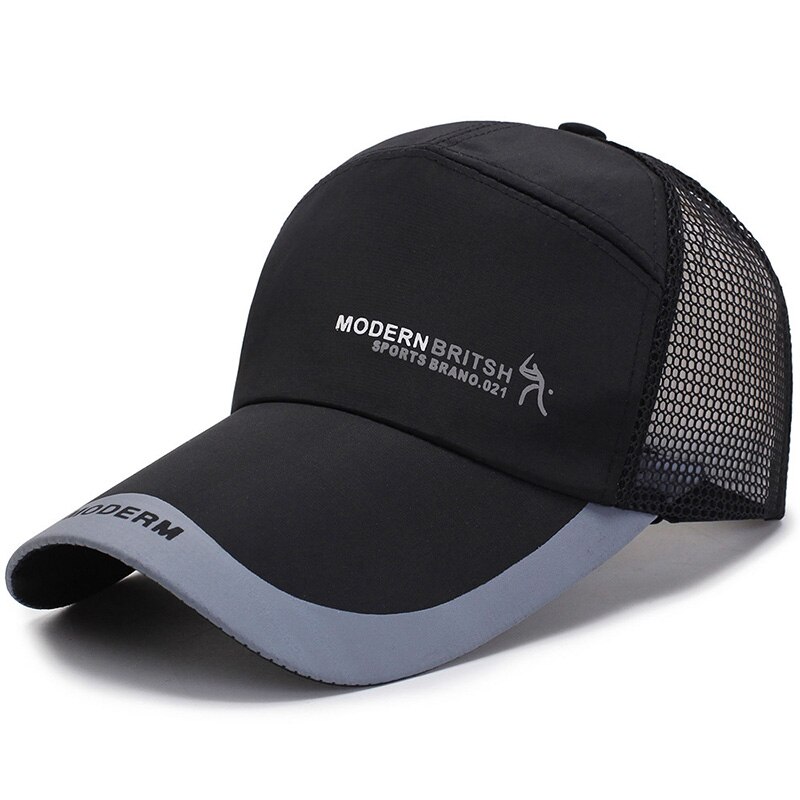 Men Women Golf Sunshade Breathable Baseball Mesh Hat Sport Quick-drying Sunscreen Cap Hip-Hop Adjustable Canvas Fishing Hat P14: A Black