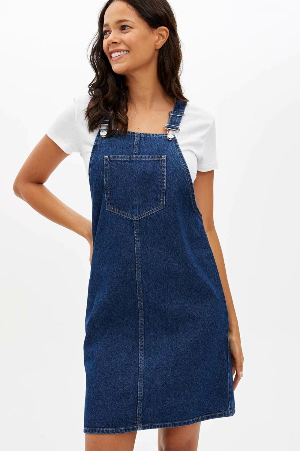 DeFacto Woman Jeans Short Dress Ladies Casual Sling Button Slim Dresses Female Denim Dress Summer - L4904AZ19HS