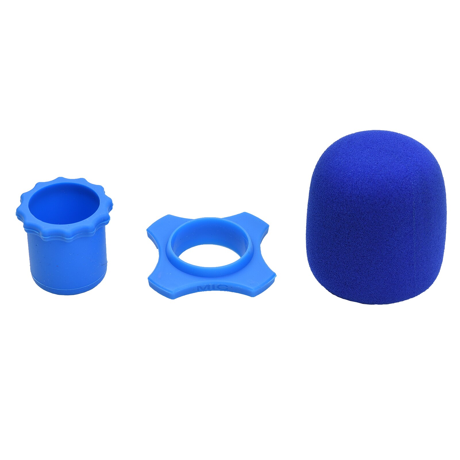 Muslady-Kit de accesorios de protección para micrófono, con parabrisas de espuma, Fondo de anillo de silicona antideslizante para micrófono de mano inalámbrico: Blue