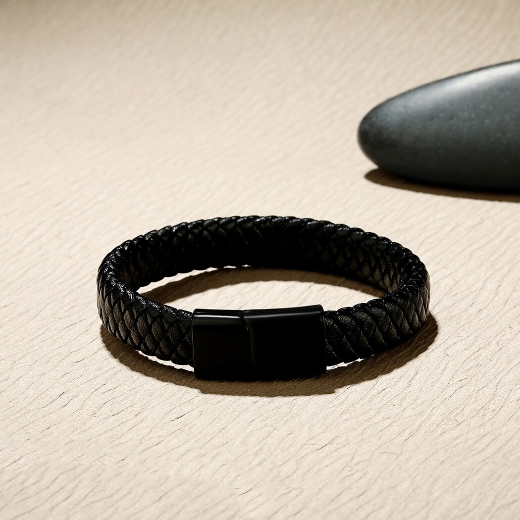 Nedar Mannen Vintage Rvs Lederen Pols Armbanden Armbanden Trendy Handgemaakte Rope Wrap Armbanden Mannelijke Punk Jewlery