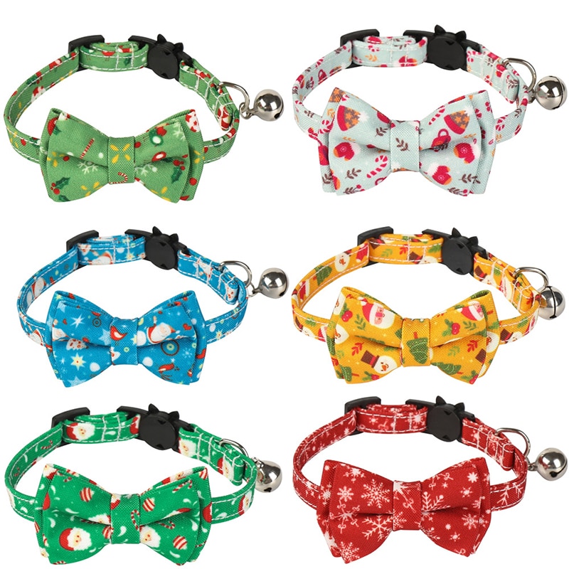 Kerst Halsband Met Bows Tie Voor Huisdier Kleine Hond Katoen Kraag Met Metalen Gesp Hond & Kat Kraag huisdier Accessoires