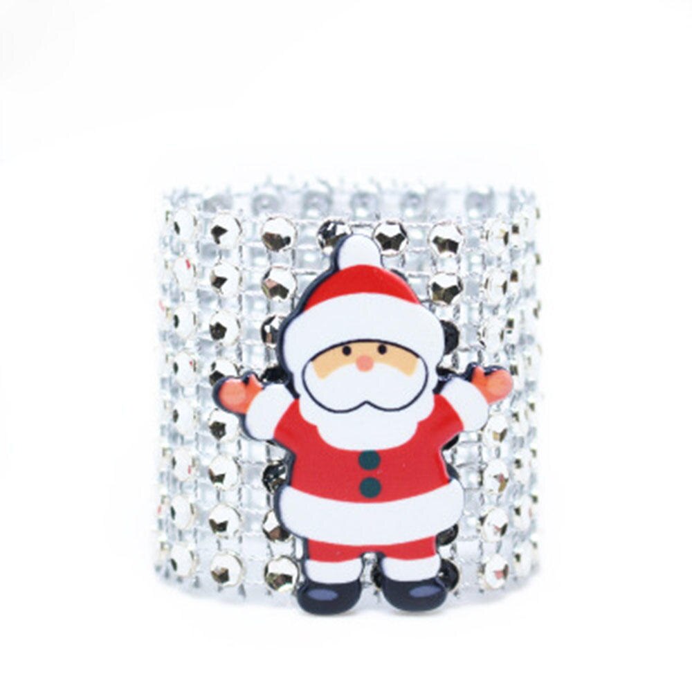 High-end Christmas Tree Napkin Buckle Flower Wreath Elk Bell Santa Claus Style Hotel Household Supplies Stainless Steel: 6