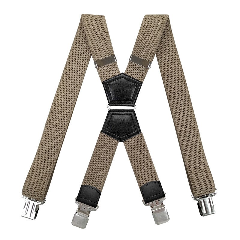 Bretelles robustes en forme de X avec anneau de fer, pantalon en Jean élastique réglable, ceinture de travail, à la pour hommes, 4 Clips