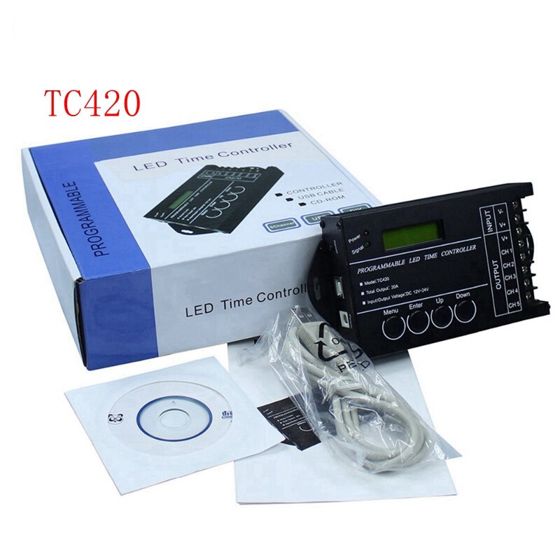 TC420 TC421 upgraded time programmable led controller 5CH output controller RGB Dimmer for DC12V 24V for Led Strip with USB Wire