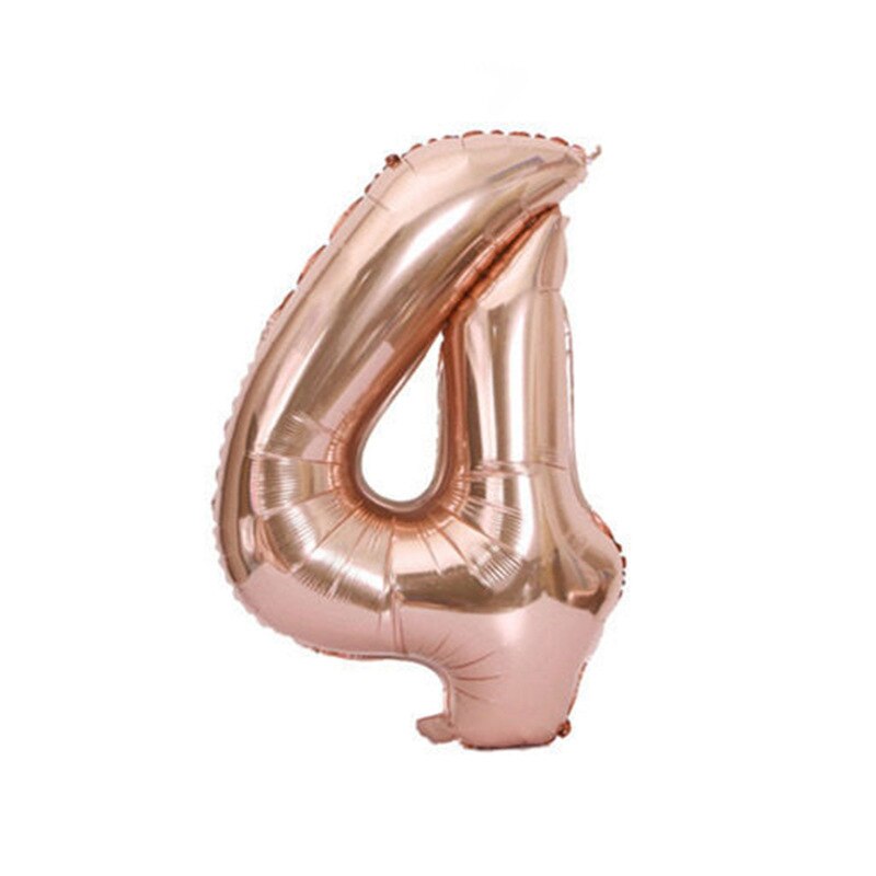 Ballon numérique noël mariage saint valentin Rose or aluminium Film fond mur pour la décoration de fête d'anniversaire: Number 4