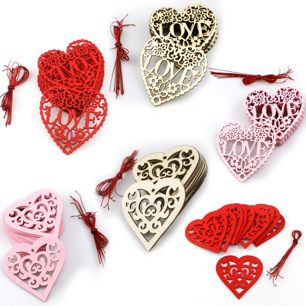 Fournitures de mariage festives en bois, décoration en cœur creux pour la saint-valentin, amour