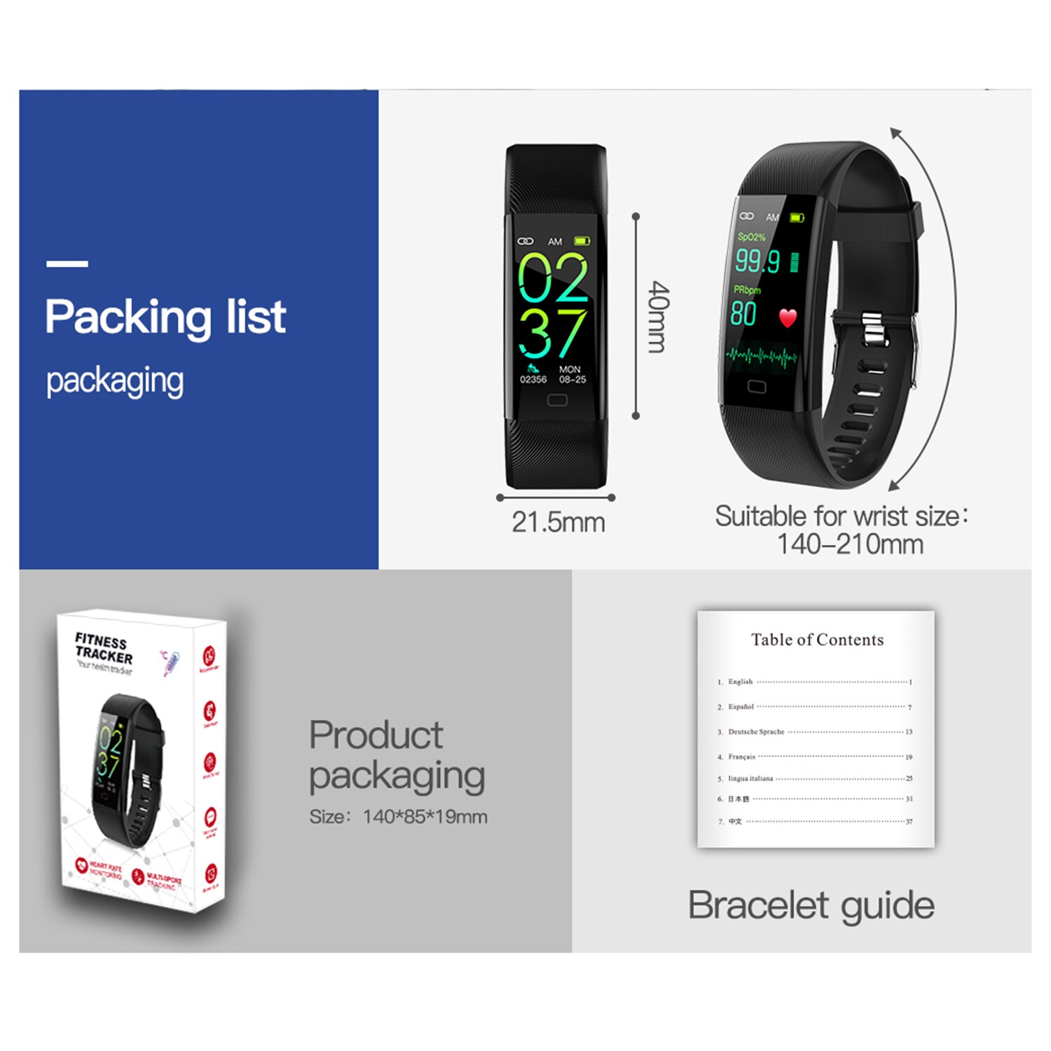Bracelet connecté, montre intelligente, fréquence cardiaque, pression artérielle, oxygène dans le sang, oxymètre de pouls, multi-sport, BT, IP67, étanche, TFT