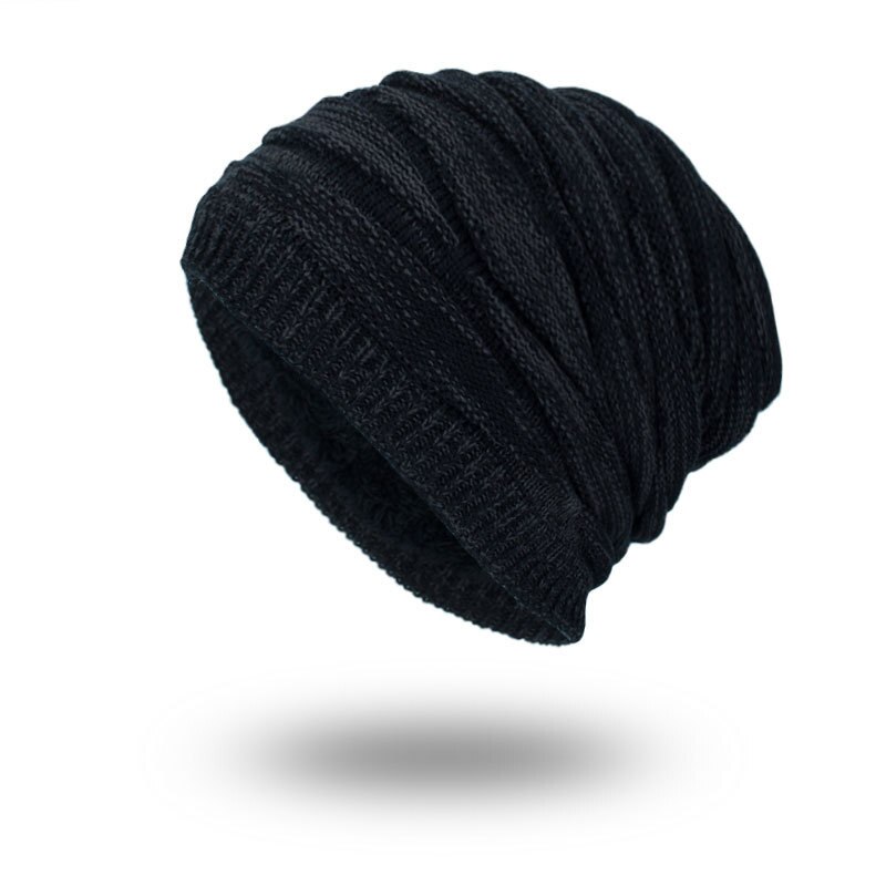 Cappello lavorato a maglia fitness cappello da tennis cappello addensare autunno inverno caldo adulti motivo geometrico berretto Slouchy Skullies cappellini unisex: nero