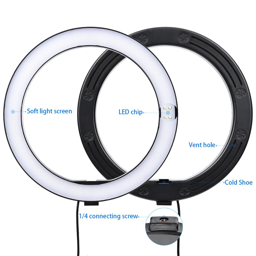 Fosoto 16/26Cm Fotografische Verlichting 3200K-5500K Dimbare Led Ring Light Lamp Foto Studio Telefoon video Makeup Met Statief