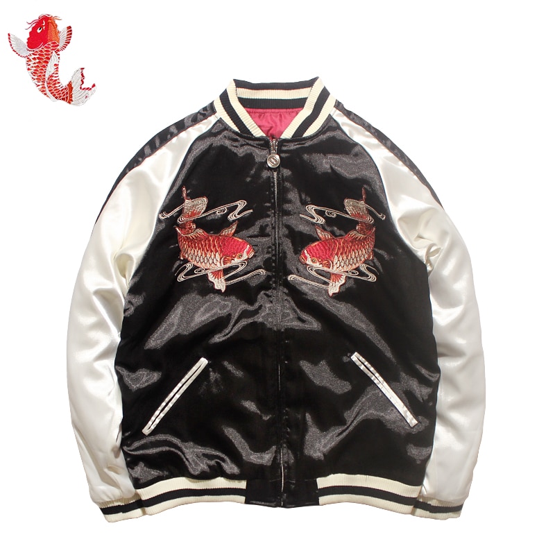 Veste de baseball de luxe pour les femmes et les hommes printemps automne vent chinois Sakura Koi brodé vestes Harajuku