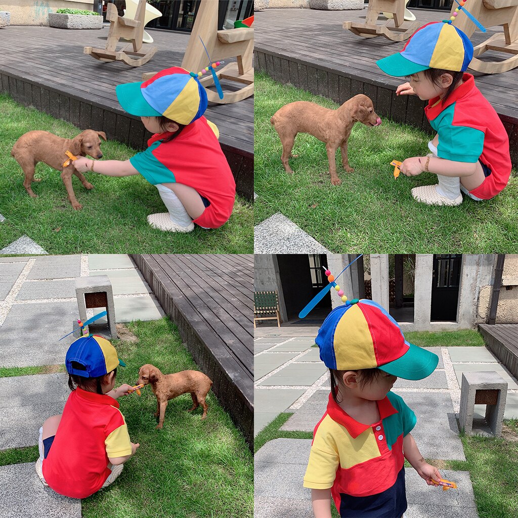 Rainbow Propeller Spinner Hat with Adjustable Hat Snap Back - Costume Accs