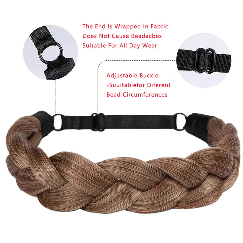 Falskt hår, hårbånd, håndlaget fiskebensflette til kvinner, flettet hår, pannebånd, flettet hårbånd