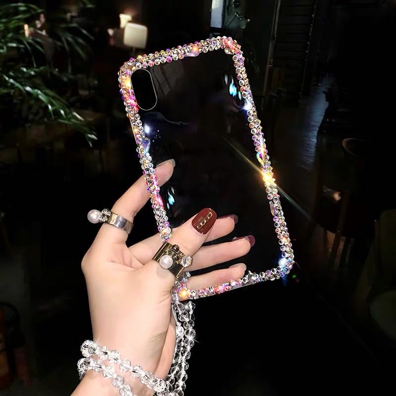 Di lusso di Bling di Cristallo Bello di Diamanti di Strass 3D cassa del telefono morbida per iphone X XR XS 11PRO MAX 7 8 più trasparente funda copertura