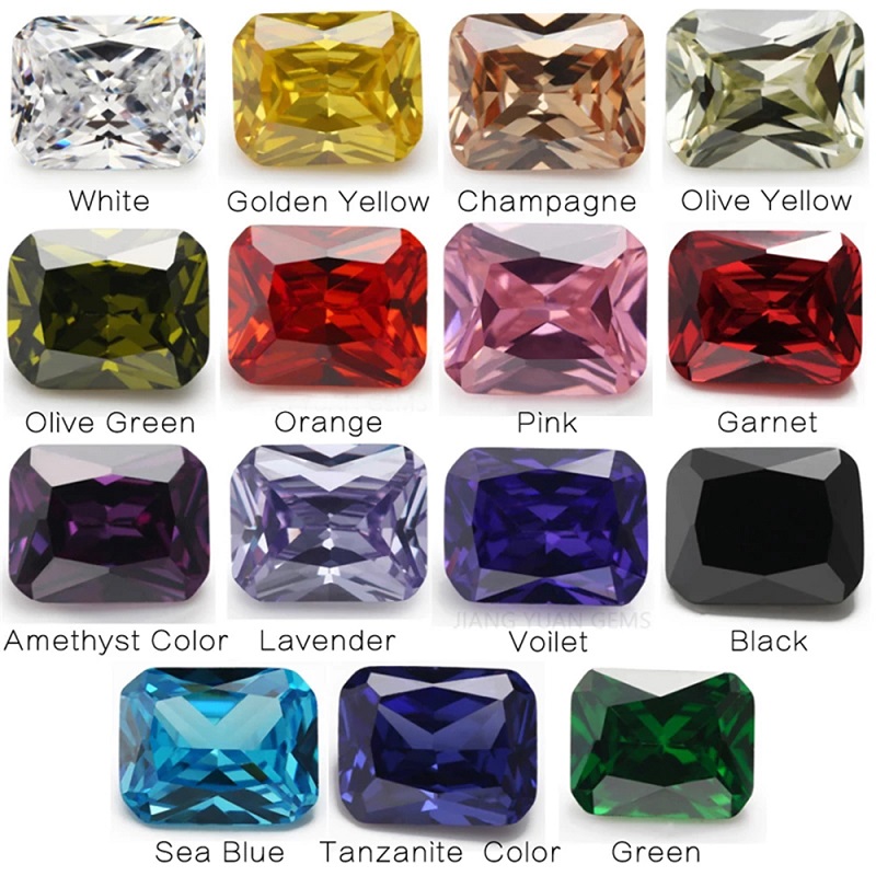 Mélanger 15 couleurs pierre de zircone cubique taille octangle pierres CZ en vrac pierre précieuse synthétique pour la fabrication de bijoux (taille 4x6mm-10x12mm)