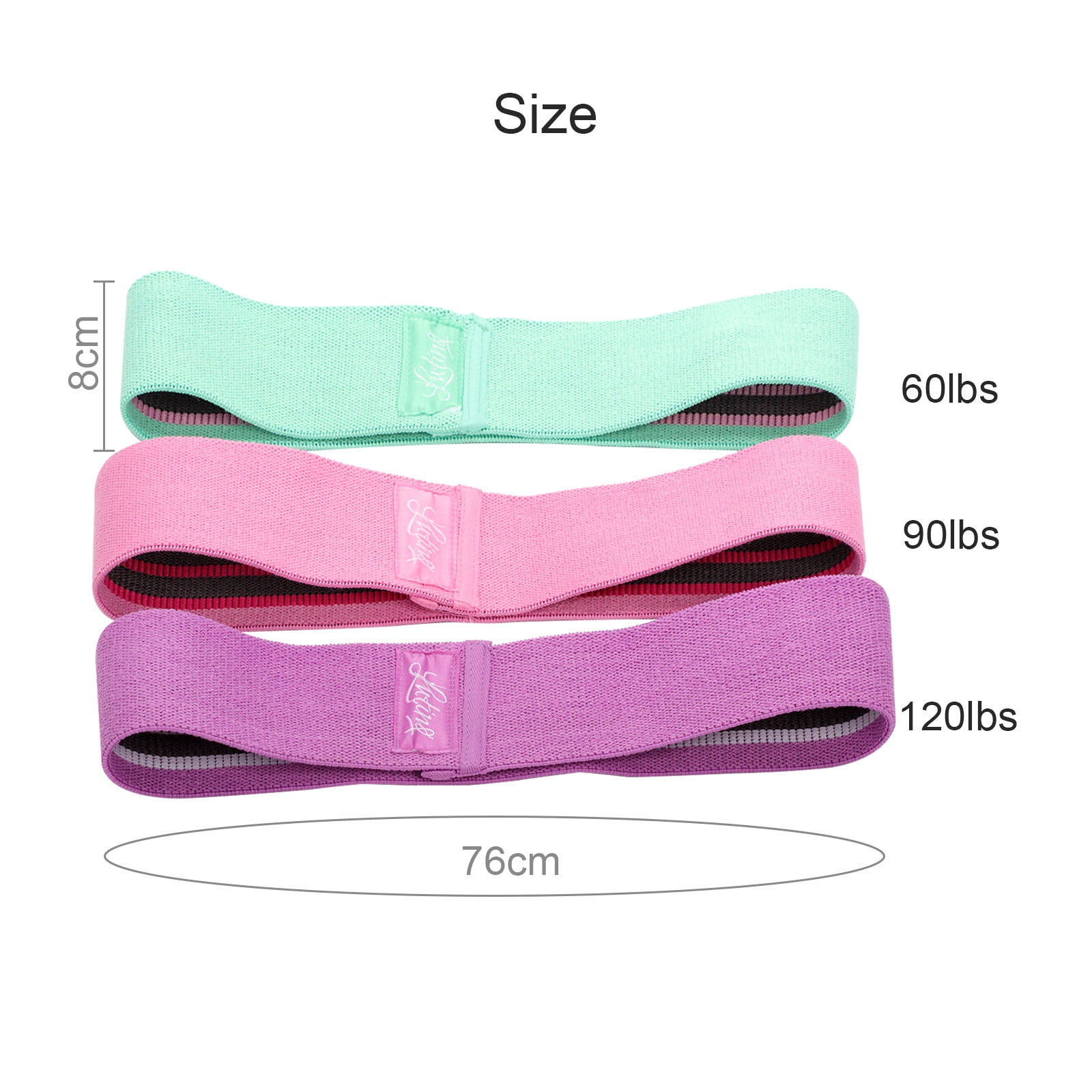 Squat Resistance Bands Polyester Cotton & Latex Silk Hip Training 60/90/120lbs 3Colors Fabric Stretch Bands