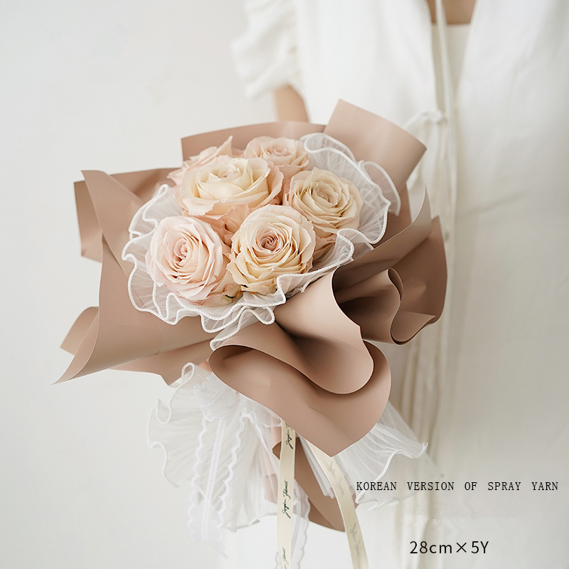 25cm*5yard Spray Yarn Flower Packaging Wave Gauze Lace Gauze Flower Shop Bouquet Floral Flower Packaging Material Net