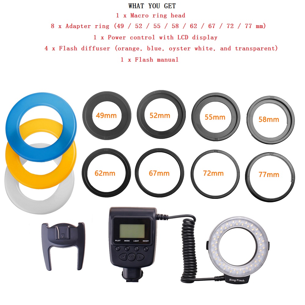 Travor Flash Licht 48 Pcs Led Macro Ring Flash RF... Grandado