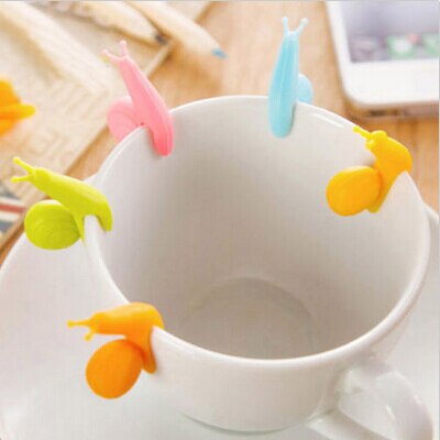 5 PCS/lot Cute Snail Shape Silicone Tea Bag Holder Cup Mug Candy Colors Set Mini Snail Tea Bag Holdes clips