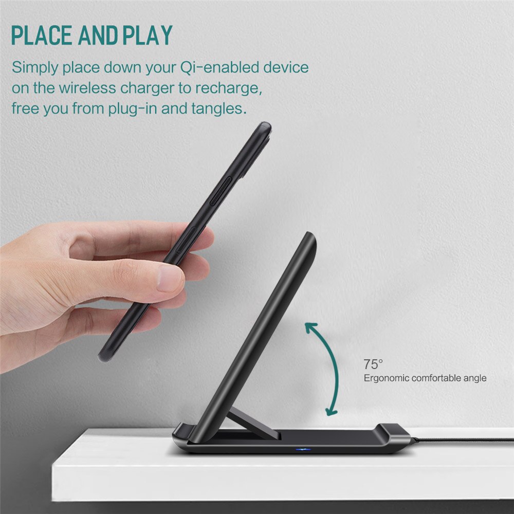 FDGAO Wireless Charger 15W - Fast Charging Stand for iPhone 12/11/X/8, Samsung S21/S20/S10 - USB C