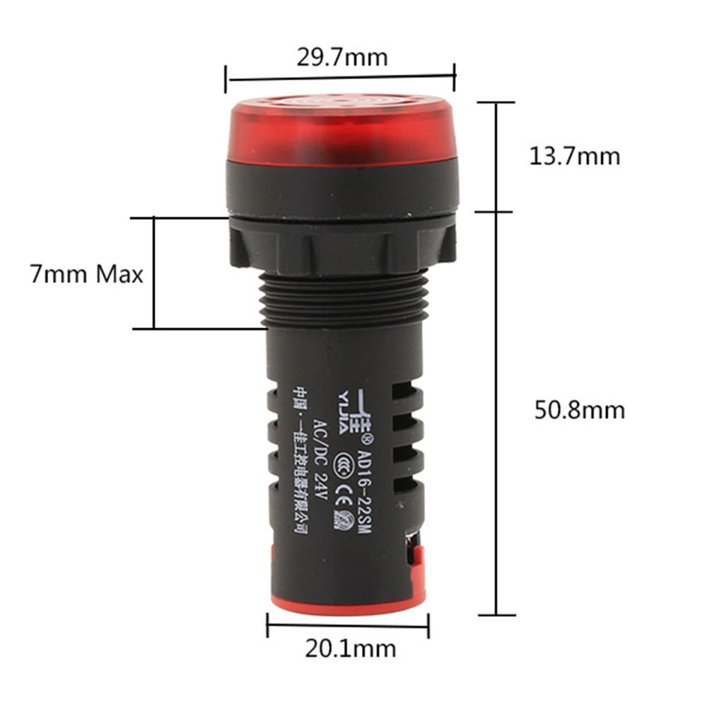 1 stk 22mm led alarm indikator lys signal lampe blink buzzer ac /dc 12v 24v 110v dc220v 380v rød grøn gul