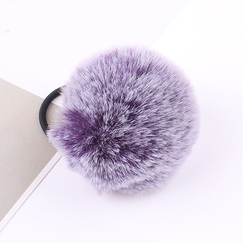 Babymeisjes schattige pompon elastiekjes haarbandjes bal roze scrunchie kinderen mooie nepbont rubberen band haaraccessoires: 1