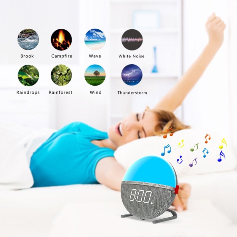 Wecklicht, nachtlicht-wecker, schlafmusik-wecker, farbwechselnder nachtlicht-wecker, digitaler stoffwecker  t21a