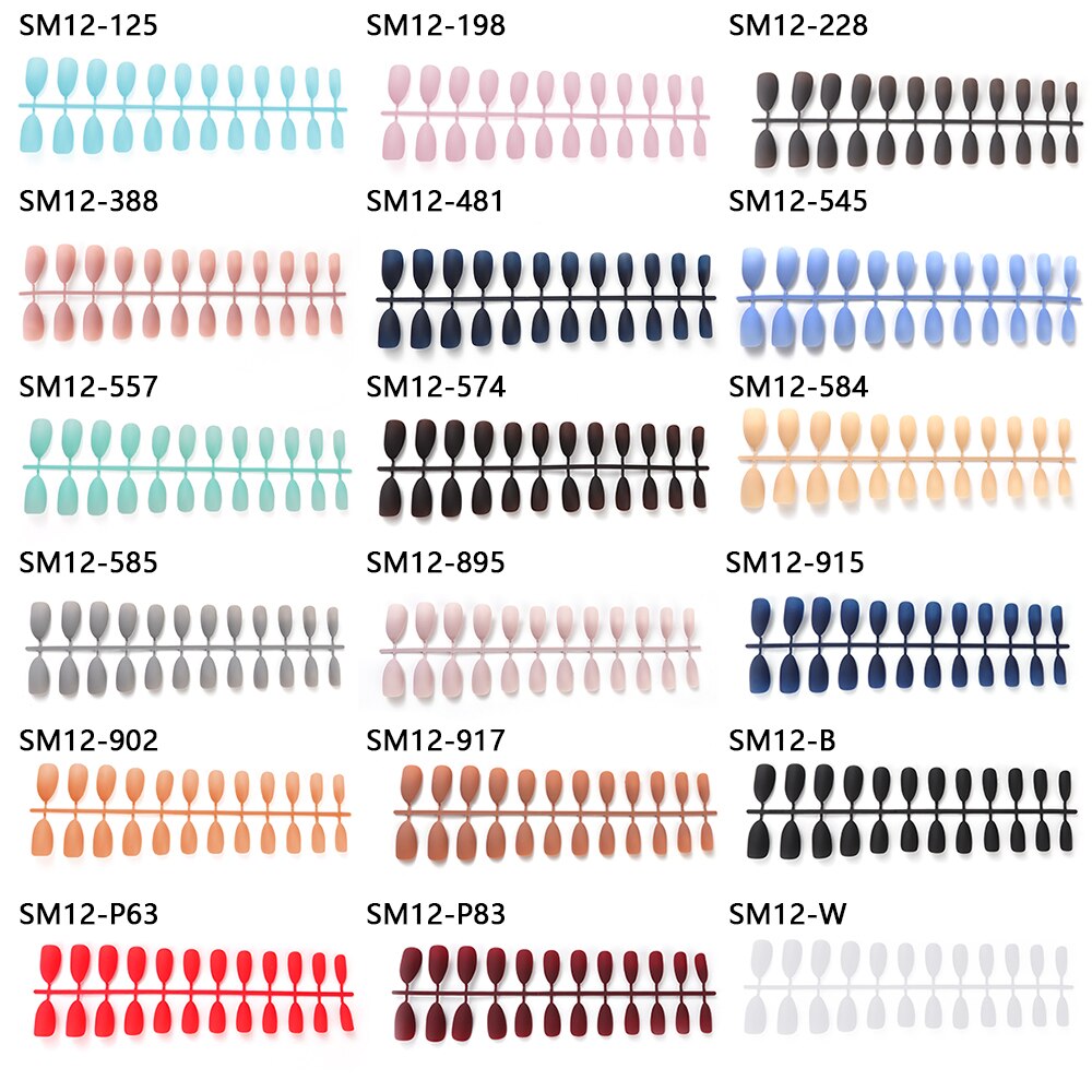 24 stuks matte nepnagels populaire pure kleur scherpe punt patch nagel chip nagelverlengingen kunstmatige nagelkunst accessoires