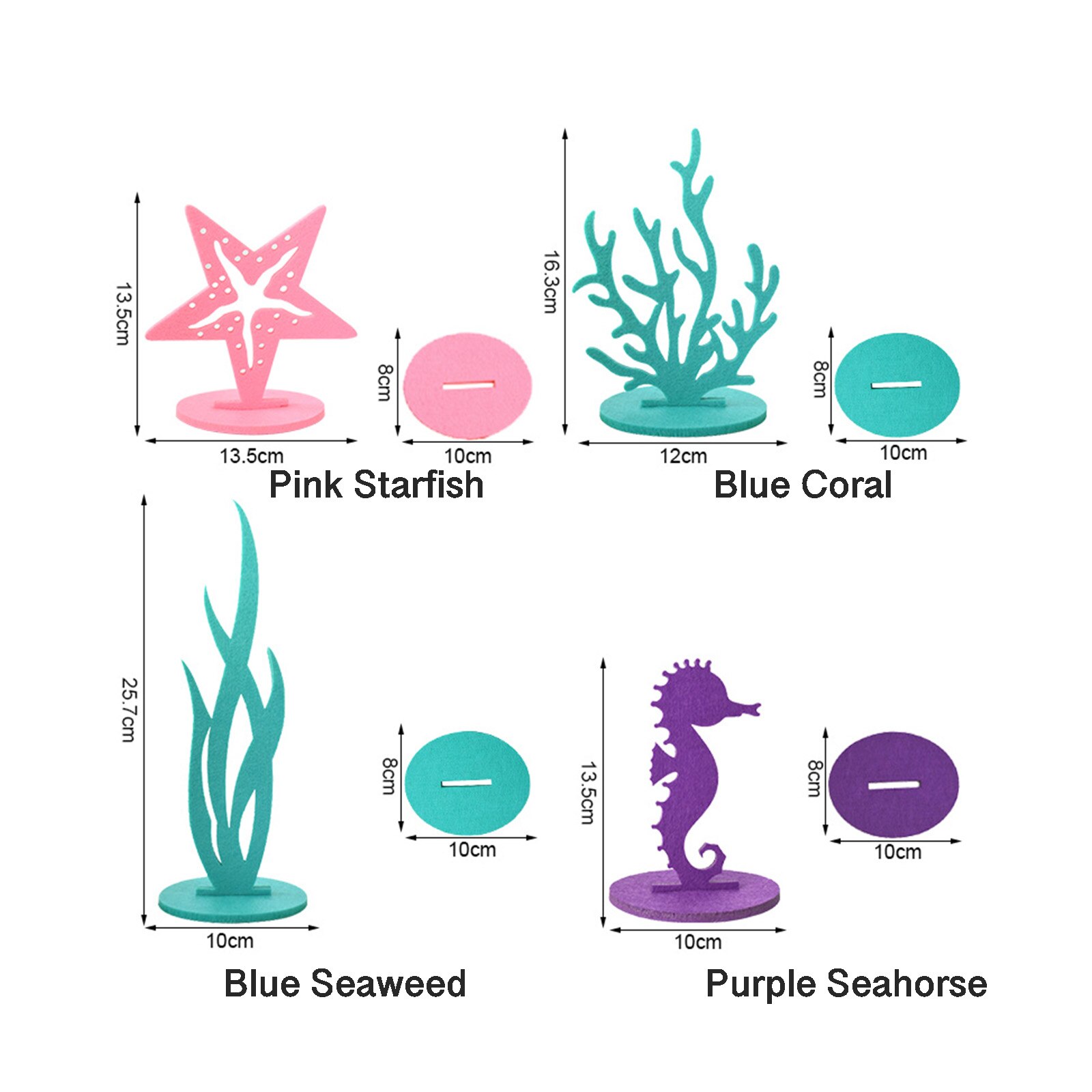 sotto il mare decorazioni per feste a tema compleanno conchiglie stelle marino alghe cavalluccio marino ornamenti da tavola bambino doccia ghirlande sospese: 4pezzi Table Ornament