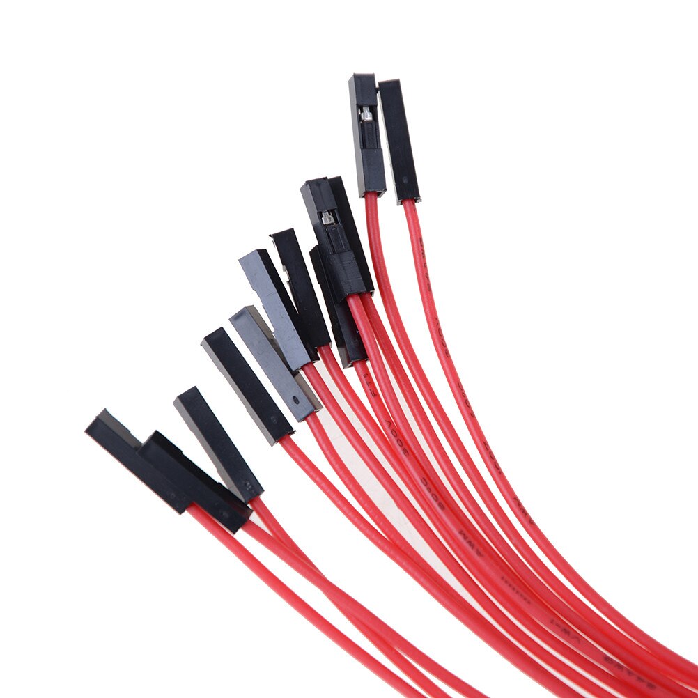 10 stk/parti 24 awg blød silicium ledning 1 pin hun til hun jumper wire dupont kabel 20cm
