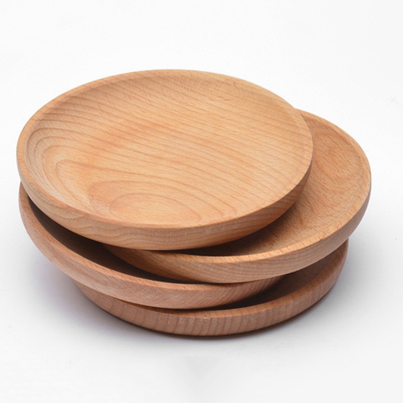 6 stuks rond beukenhouten dinerbord, westerse gerechten, ronde dessert serveerschaal, snack fruit, gedroogd fruit organizer houder, woondecoratie