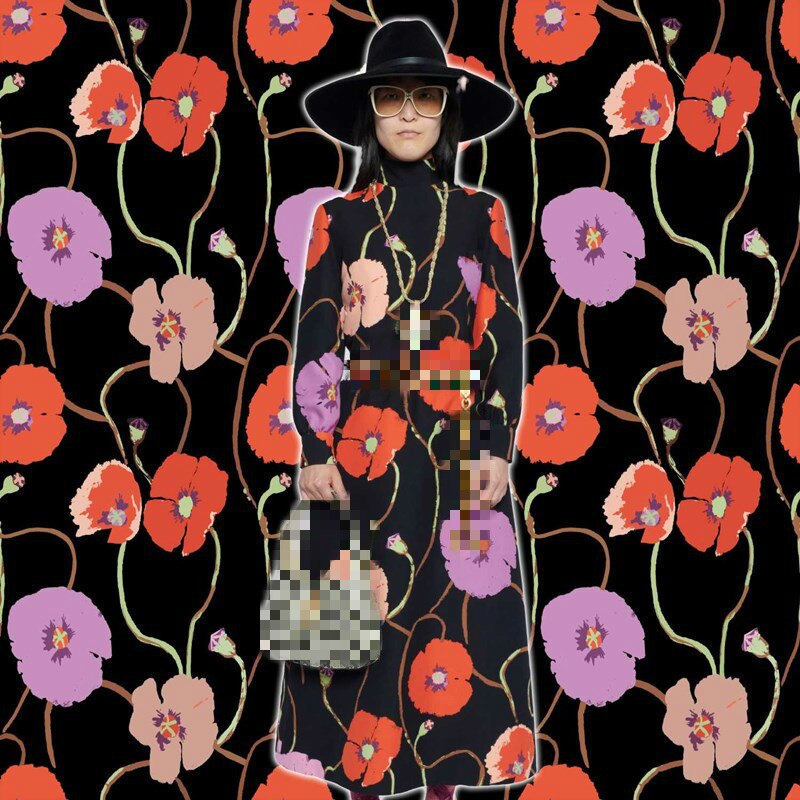 10 styles of the latest brand fabrics imitation silk digital printing hats scarves home sewing fabrics: 4 / Length 100cm