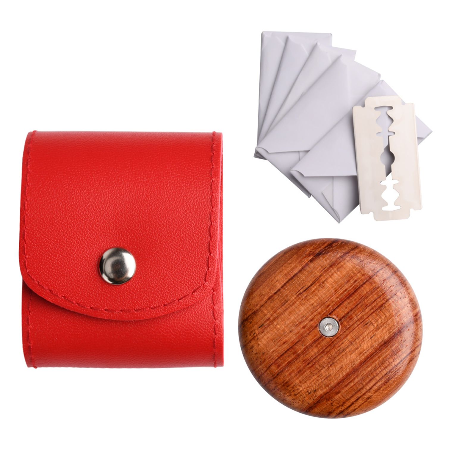 Cortador de pan Lame con bolsa de cuero, herramientas de corte de puntuación de masa para panaderos, 5 cuchillas de madera, FRANCÉS