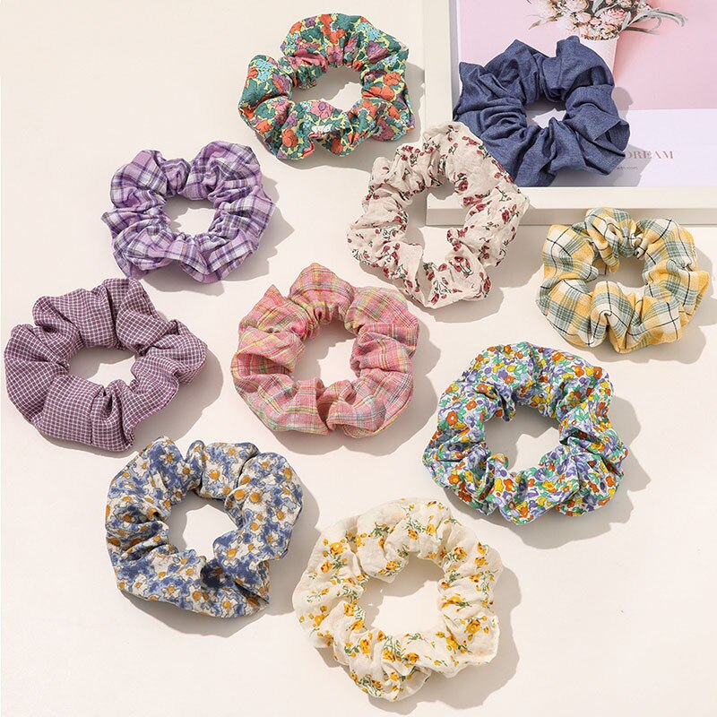 Vintage Bloemen Stof Haar Touw Haar Chouchou Meisje Bos Voor Vrouwen Elastische Haarband Paardenstaart Houder Haar Stropdas Gom Accessoires