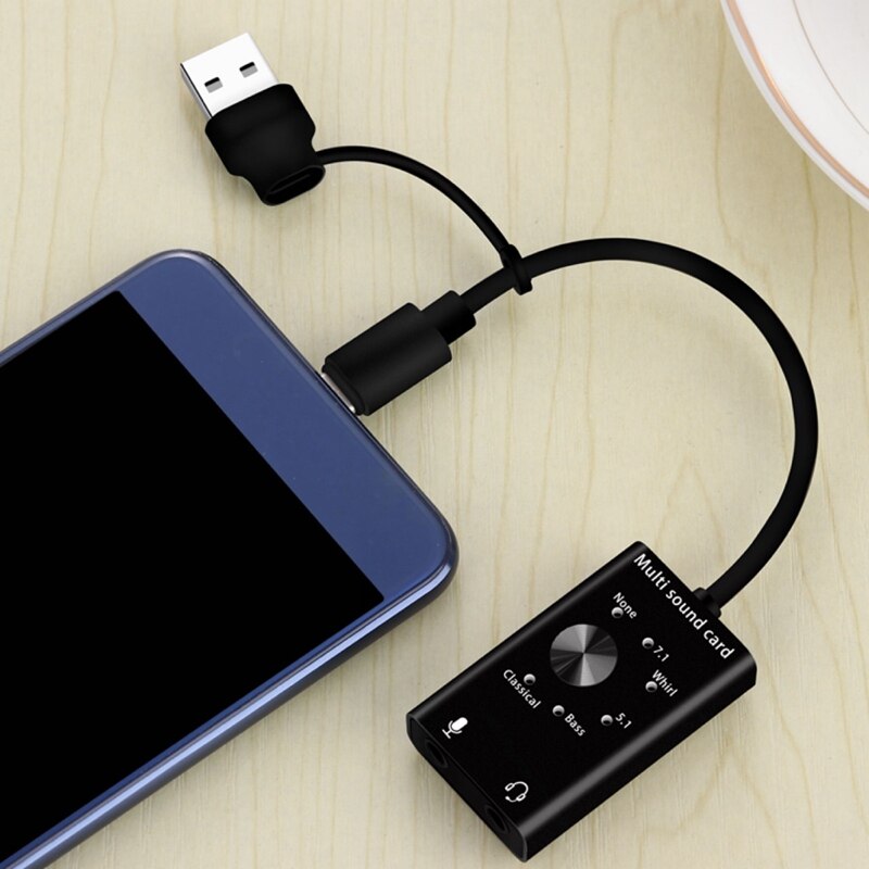 Draagbare Usb 7.1 Geluidskaart Externe Usb Oortelefoon/Microfoon Interface Geluidskaart Voor Windows/Mac/Linux