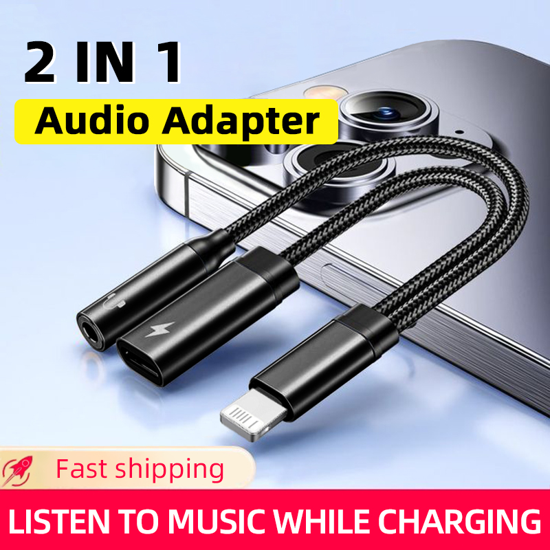 Adapter audio 2 w 1 dla IOS na gniazdo słuchawkowe 3,5 mm dla iPhone 14 13 12 11 Pro Max X XS XR SE 8 Plus Konwerter szybkiego ładowania